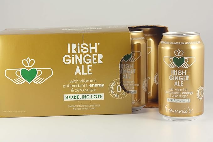 KauffmanTreats Frannie Sparkling Beverage- Zero Calories &amp Sugar Aspertame Free: 24-Ct Case 12 Oz. Cans (Irish Ginger Ale)