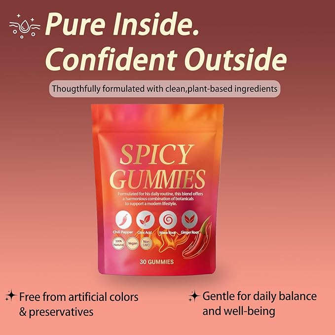 Spicy Square Gummy Hot Peach Gummies – Natural Chili Flavor 30 Gummies