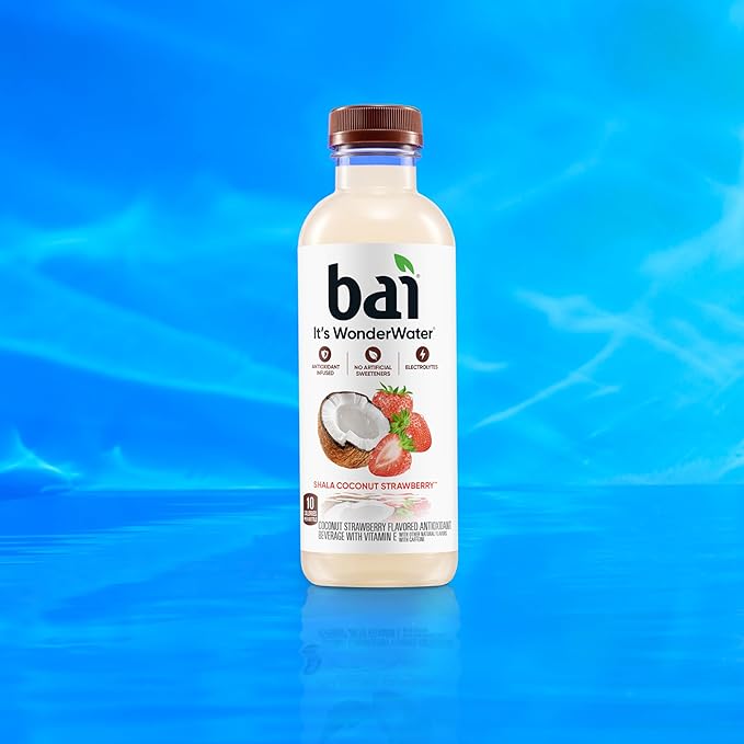 Bai Antioxidant Infused Water Beverage Shala Coconut Strawberry with Vitamin C and No Artificial Sweeteners 18 Fluid Ounce Bottle 12 Pack