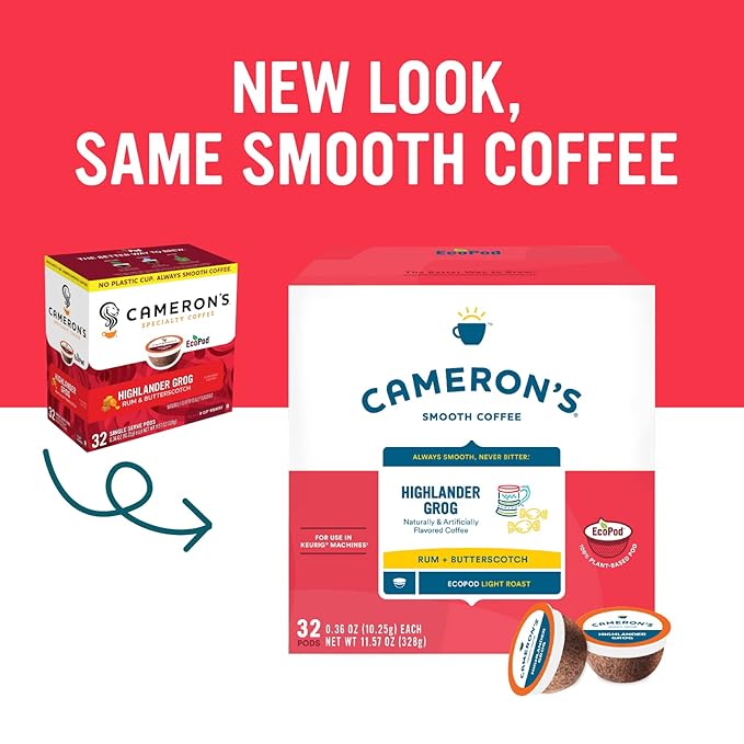 Cameron's Coffee Single Serve Pods Flavored Highlander Grog 32 Count