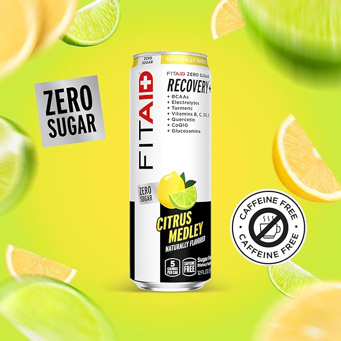 FITAID ZERO Sugar Keto-Friendly Number 1 Post-Workout Recovery Drink Contains Zero Sugar BCAAs Glucosamine 5 Calories Keto Variety Pack 12 Fl Oz (Pack of 12)