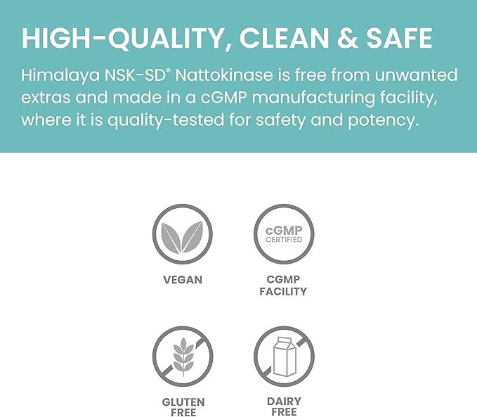 Himalaya NSK-SD Nattokinase Dietary Supplement for Healthy Circulation Vegan Gluten Free Natto Extract 100 mg 60 Capsules