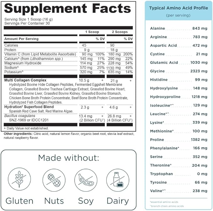 Ancient Nutrition Advanced Multi Collagen Protein Powder Hydrate Mixed Berry 30 Servings