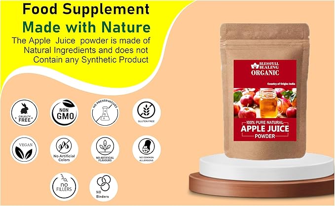 Blessfull Healing Organic Apple Juice Powder 100% Pure Natural 300 Gram / 10.58 oz
