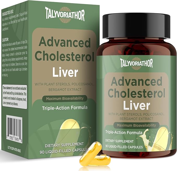 Advanced Cholesterol Lowering Supplements &amp for High Cholesterol | Liquid-Filled Capsules for Maximum Absorption | Plant Sterols Policosanol Bergamot Extract | Triple-Action Formula90 Capsules