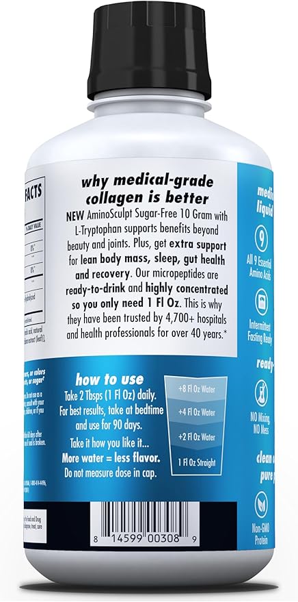 HEALTH DIRECT – AminoSculpt Liquid Collagen Micropeptides – 28 FL Oz – 28 Servings – 10 Grams of Premium Medical-Grade Liquid Collagen for Women – Piña Colada