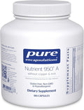 Pure Encapsulations Nutrient 950 A Without Copper &amp Iron | Hypoallergenic Multi-Vitamin/Mineral Formula for Optimal Health | 180 Capsules