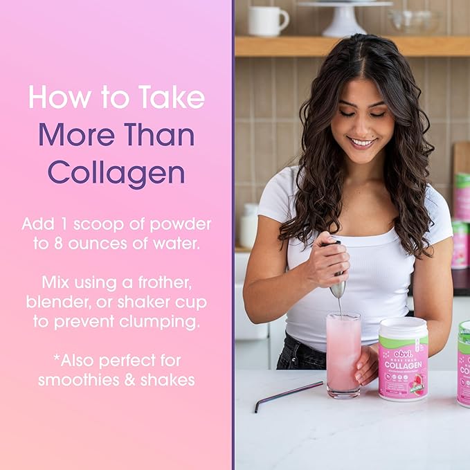 Obvi More Than Collagen Powder | Supports Healthy Hair Skin Nails Joints Gut | Grass-Fed Multi Collagen Supplement with Hyaluronic Acid Biotin Keratin | Watermelon 25 Servings
