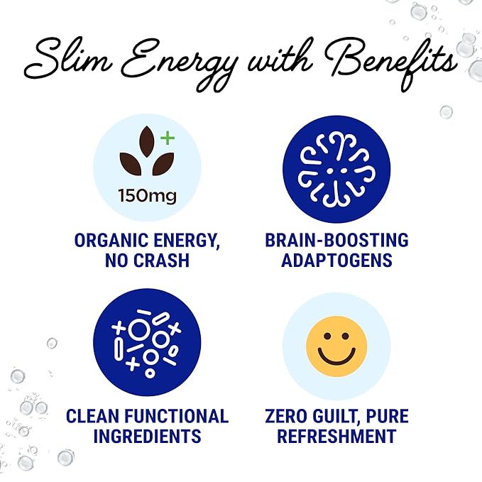 Sati Slim Organic Huckleberry Vanilla - Adaptogenic Beverage with Lions Mane Green Coffee Bean &amp Acerola Vitamin C | Zero Calories Zero Sugar 12-Pack Case