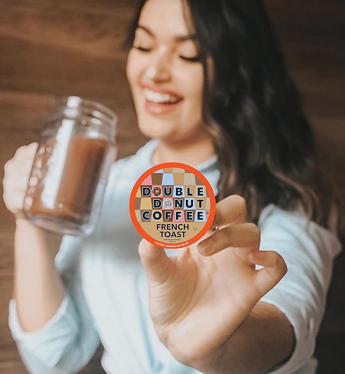 Double Donut CoffeeFrench Toast Flavored Coffee in Single Serve Pods French Toast Flavor for the Keurig K Cups Brewer 80 Count