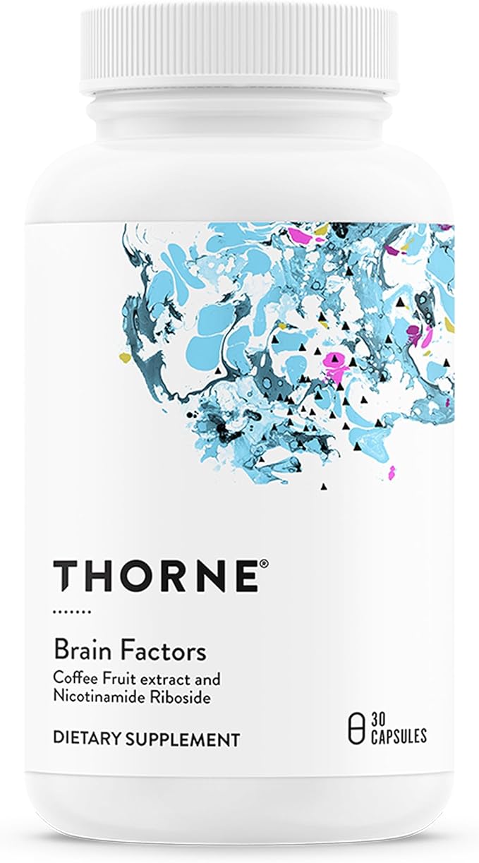 THORNE - Brain Factors - Brain Health Supplement with Nicotinamide Riboside Coffee Fruit Extract &amp Betaine Anhydrous - Supports Learning Memory &amp Cognition* - Third-Party Certified - 30 Caps