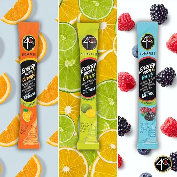4C Powder Energy Rush Stix Energy Rush - Citrus 350 Count Bulk Buy Singles Stix On the Go Refreshing Water Flavorings Value Pack