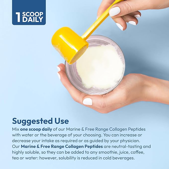 ANDREW LESSMAN Marine Free Range Collagen Peptides Powder and MSM 240 Servings - Supports Radiant Smooth Soft Skin Comfortable Joints. Super Soluble No Fishy Flavor No Additives Non-GMO