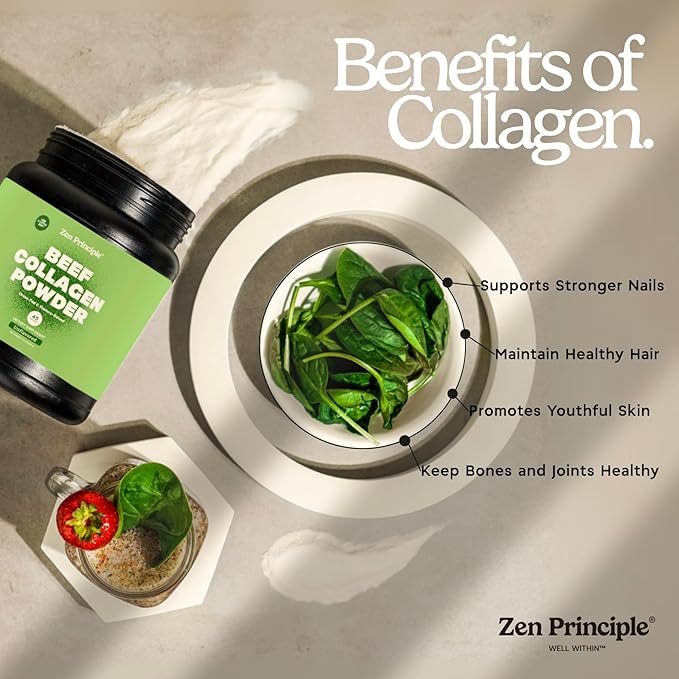 Zen Principle Grass-Fed Agglomerated Collagen Peptides 5 lb. Anti-Aging Hydrolyzed Protein Powder for Healthy Hair Skin &amp Joints. Paleo and Keto Friendly GMO and Gluten Free Pasture-Raised Bovi