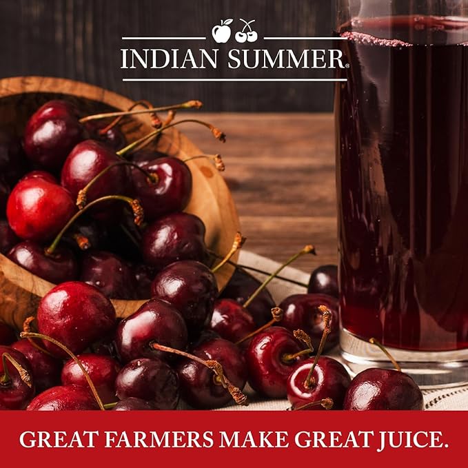 Indian Summer Premium Tart Cherry Juice Made with Montmerency Cherries 2 Simple Ingredients Handpicked Fruit since 1973 (32oz Pack of 6)