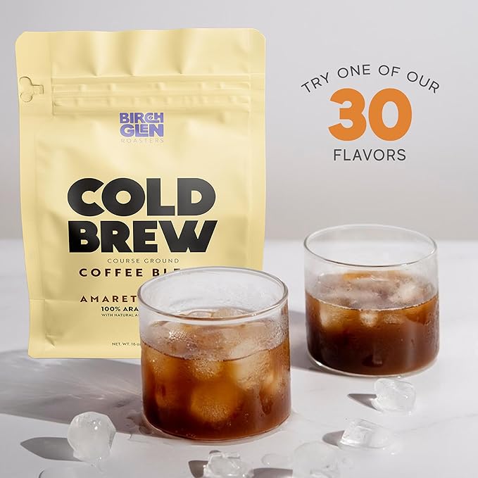 1 lb Medium Roast Cold Brew Coffee Coarse Ground Coffee by Birch Glen Roasters 16 oz Resealable Bag 100% Arabica