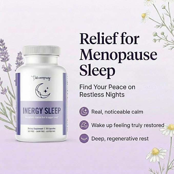 BB Company inergySLEEP | Natural Sleep Supplement &amp Sleep Aid for Deep Sleep Helps to Calm &amp Relax | Magnesium Lemon Balm Black Cohosh GABA Holy Basil | Packaging Vary | 30 Ct