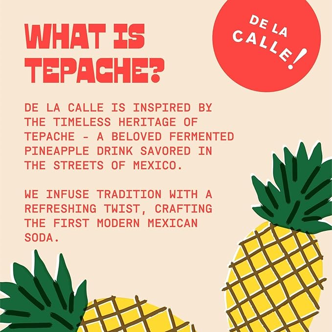 De La Calle Tepache - Mixta Variety Pack - Modern Mexican Soda - Craft Fermented Pineapple Sparkling Beverage - Certified Organic Antioxidant Rich Non-Alcoholic Healthy Soda Low Sugar Low Calorie