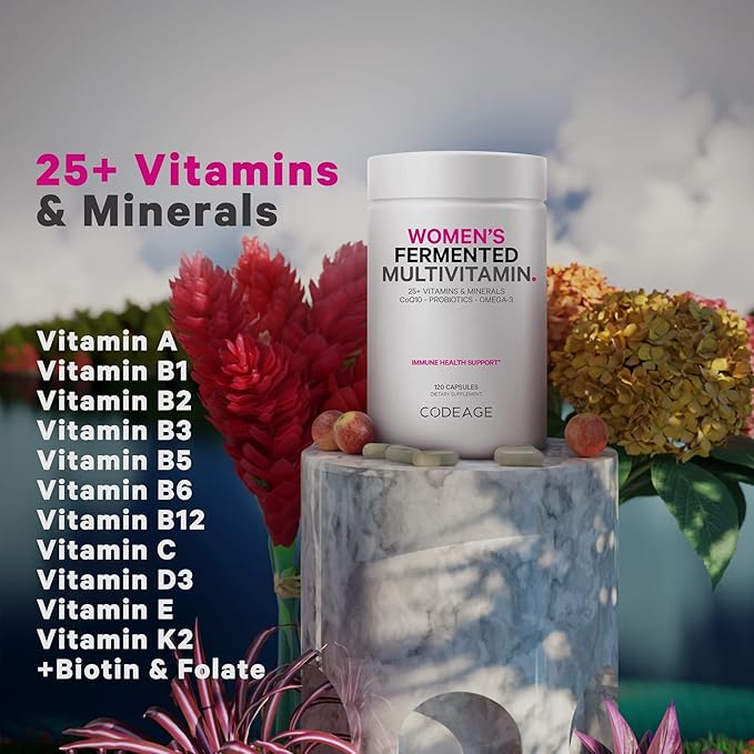 Codeage Multi Collagen Protein Capsules &amp Powder Peptides + Women’s Daily Multivitamin Bundle 25+ Multivitamins &amp Minerals Omega-3 Enzymes Probiotics Vitamin C Zinc Biotin Non-GMO Supp
