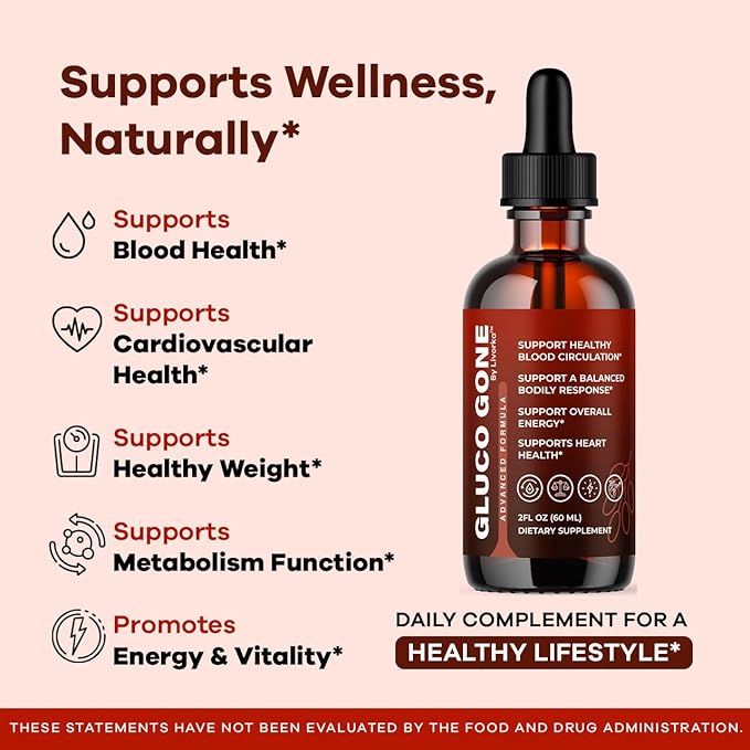 (2 Pack) Gluco Gone Drops - Original Premium GlucoGone Liquid Drops All Natural Ingredients Support Advanced Formula for Overall Health &amp Wellness Glucogone Organic Droppers 2 Bottles for 2 Mont