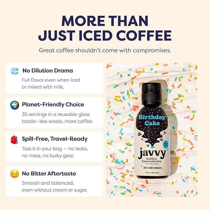 Coffee Concentrate - Limited Release Flavors - Cold Brew Coffee Perfect for Hot or Iced Instant Coffees Hot Drinks Cold Brew Concentrate 35 Servings - Birthday Cake