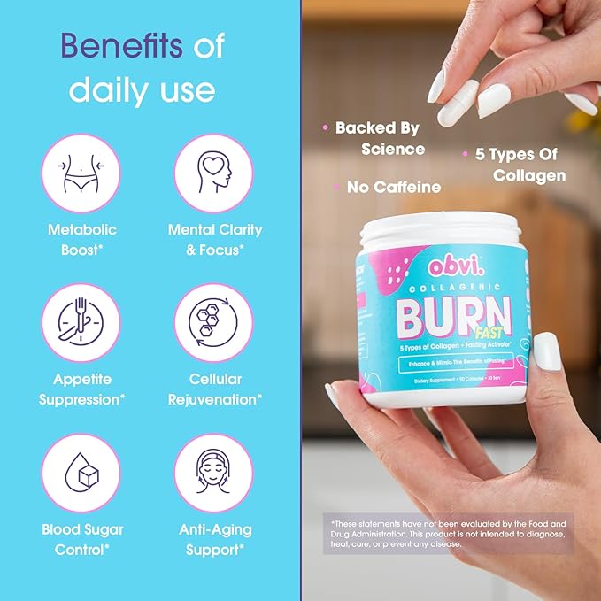 Obvi Burn Duo Bundle - Collagenic Burn and Burn Fast- Collagen Peptide Supplement with Green Tea Extract - Hydrolyzed Collagen Peptides Types I II III V X | Keto &amp Gluten Free