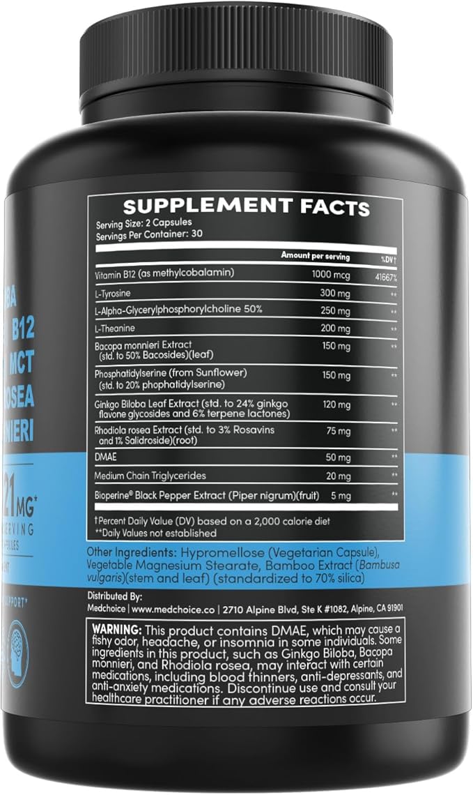MEDCHOICE Sleep Melatonin (90ct) and Nootropic Brain (120ct) Supplement Bundle - Wellness Duo for Sleep Brain Focus &amp Mood Support - Vegan Non-GMO Gluten-Free