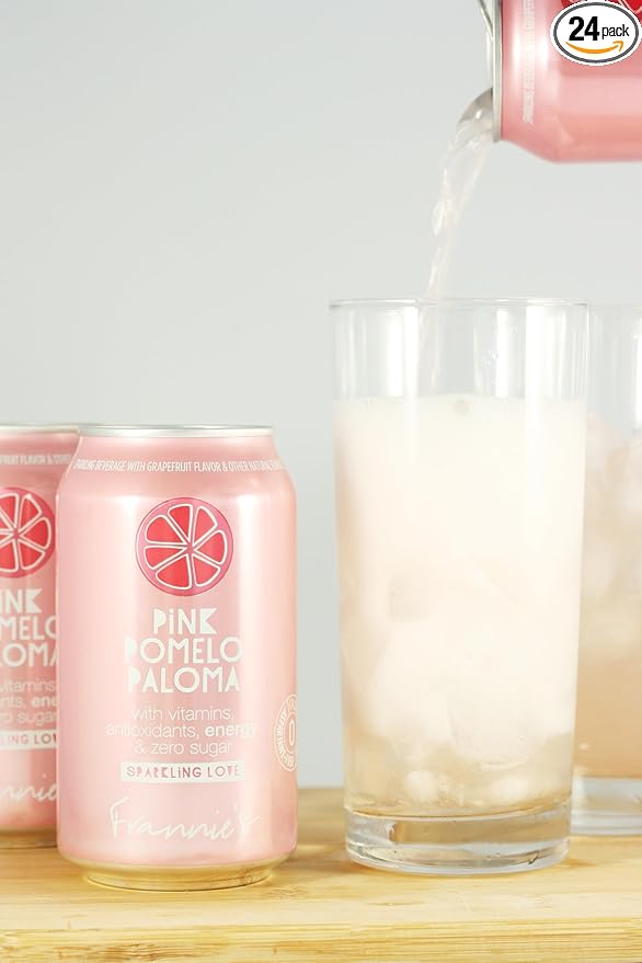 KauffmanTreats Frannie Sparkling Beverage- Zero Calories &amp Sugar Aspertame Free: 24-Ct Case 12 Oz. Cans (Pink Pomelo Paloma)