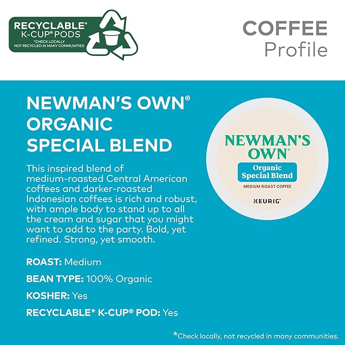 Newman's Own Organics Special Blend Single-Serve Keurig K-Cup Pods Medium Roast Coffee Pods 48 Count