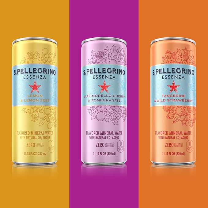 S.Pellegrino Essenza Variety Pack - Lemon Dark Morello Cherry Wild Strawberry11.15 Fl. Oz (Pack of 24)