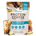 Whey Protein Coffee Collagen Protein Iced Coffee with Prebiotic Mushrooms &amp Butter Natural Energy without Jitters - Decaf No Artificial Additives &amp Sweeteners Vanilla 20 Servings