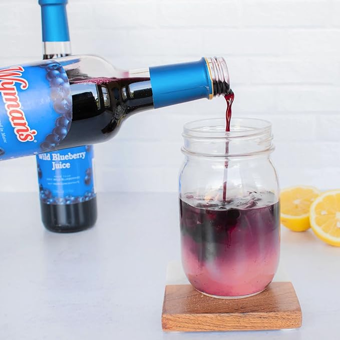 Wyman's Wild Blueberry Juice 100% Juice No Sugar Added Not From Concentrate Glass Bottled 500mL (3 Pack)