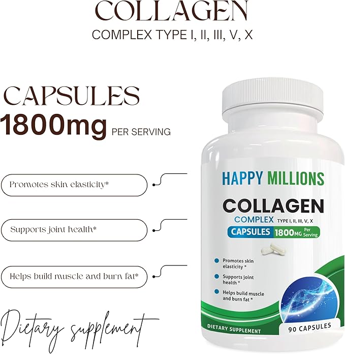 Collagen Complex | Supports Skin Hair Nails &amp Joint Health | Boosts Hydration Elasticity &amp Strength | 90 Capsules