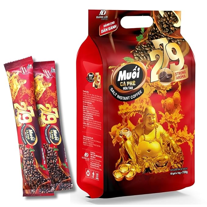 Vietnamese Salt Coffee 279 Strong Aroma – 3 in 1 Instant Coffee with Cream &amp Salt | 45 Sticks 720g (25.4 oz) | Authentic Vietnamese Instant Coffee Packets for Hot &amp Iced Drinks