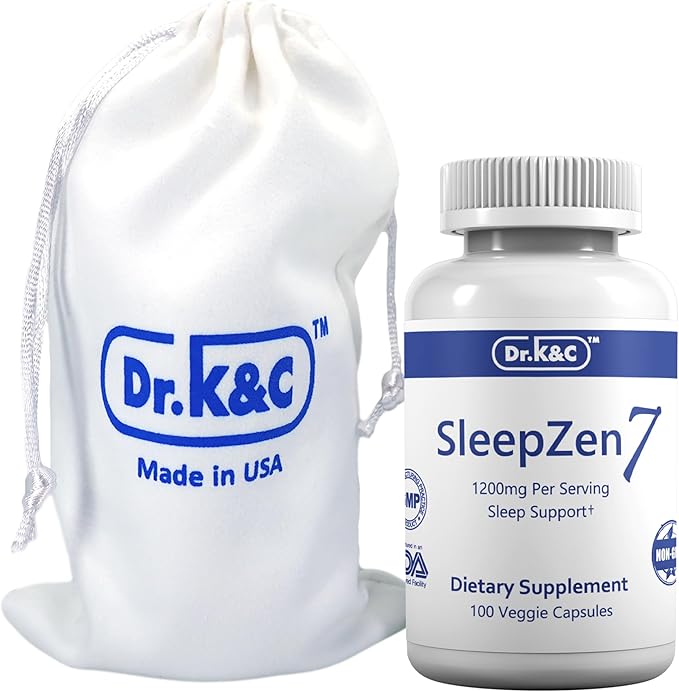 Dr.K&ampC SleepZen7 Sleep Supplement – All Natural Botanical Plant Sourced 1200 mg 200 Veggie Capsules Sleeping Support Organic Tart Cherry Valerian Root Extract No Filler Non GMO 2pk