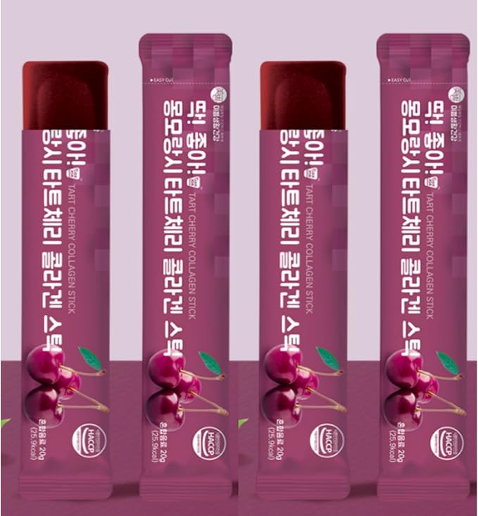 Mi-ppeum Cham&ampDeul Tart Cherry Collagen Jelly Stick 2Pack - 15 Sticks Per Pack - 1600mg Fish Collagen for Skin Elasticity &amp Hydration Tart Cherry Concentrate - Korean Collagen Jelly Stick - 콜