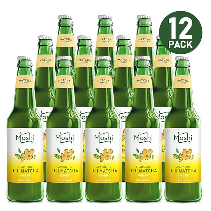 Moshi Sparkling Drinks - Ginger Matcha (12 Bottles)