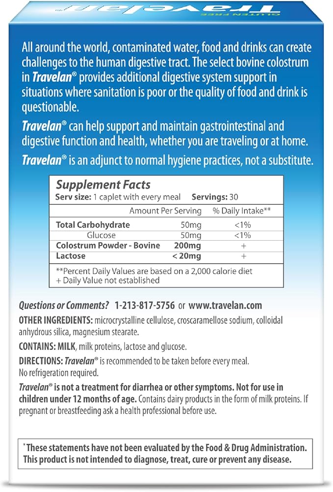 Anti Diarrhea Pills Help Prevent Traveler’s Diarrhea Before It Starts Clinically Proven Travel Essentials Drug-Free Colostrum Natural Digestive and Immune Support Supplement 30 Count