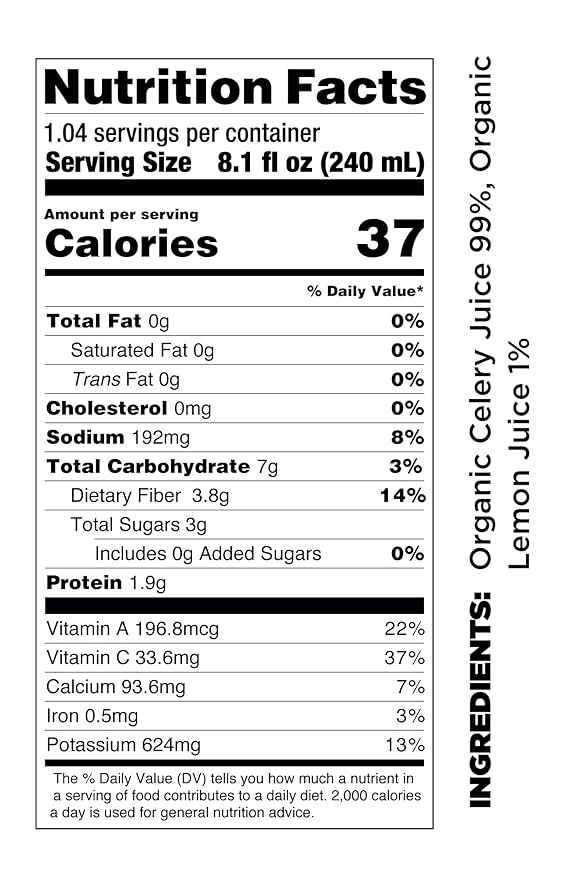 Pomona Organic Juices Pure Celery Juice 8.4 Ounce Bottle (Pack of 12) Cold Pressed Organic Juice Non-GMO No Sugar Added Not from Concentrate Gluten Free Kosher Certified Preservative Free