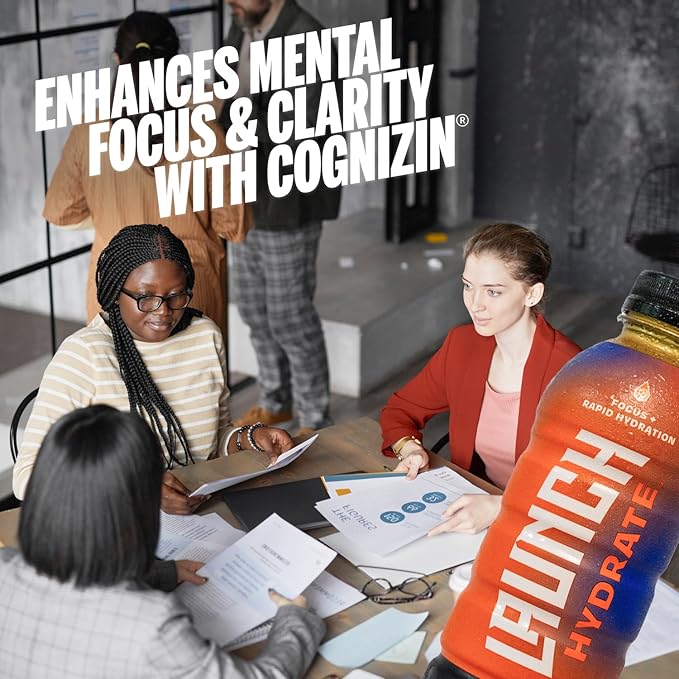Sports Drink: Orange Flavor - 16.9 Oz (12 Pack) Energy Drink + Hydration Real Cane Sugar Electrolytes Cognizin for Focus Vitamin B12 Energy Boost L-Glutamine Hydration Formula No Artificial Swe