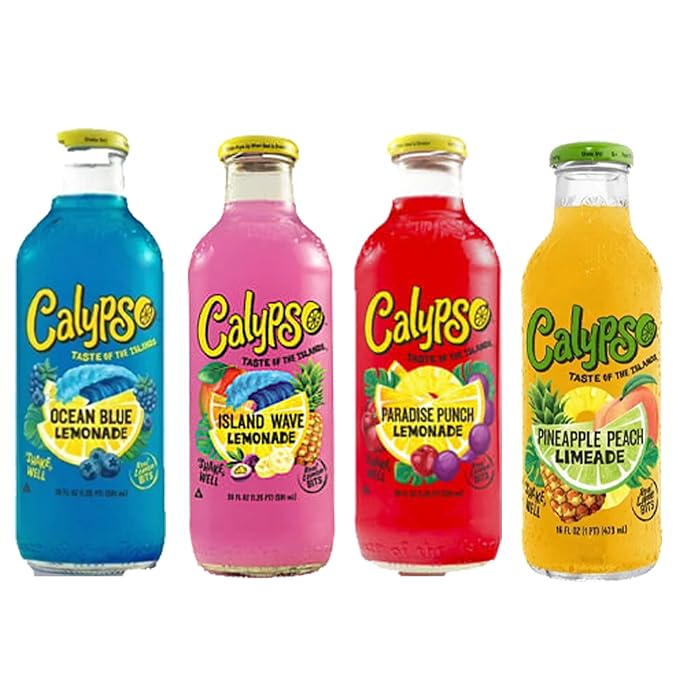 BeeQ Box - (Pack of 8) Variety Calypso Lemonade  8 Differnt Flavors : Original Lemonade  Island Wave  Paradise Punch  Ocean Blue  Southern Peach Strawberry  Triple Melon  Pineapple Peach | 16
