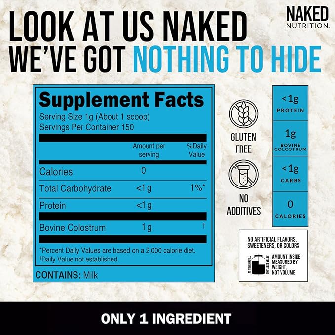 NAKED Vanilla Collagen Peptides (25 Servings 19.4oz) Colostrum Powder (150 Servings) – Pasture-Raised Grass-Fed Non-GMO Keto Gluten Free Gut Health Immunity Recovery &amp Skin Support