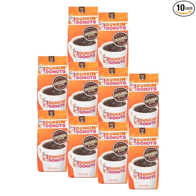 Dunkin' Donuts Original Blend Ground Coffee Medium Roast 12 Ounce (Pack of 10)