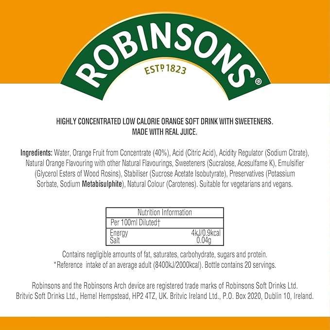 Robinsons Mini Orange - No Added Sugar - Low Calorie 66ml (3 Count)