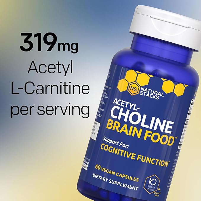 Acetylcholine Brain Food - Acetyl L-Carnitine &amp Alpha GPC Supplement - Supports Production of Acetylcholine - Neurotransmitter Supplement for Cognitive Function - 60 Capsules