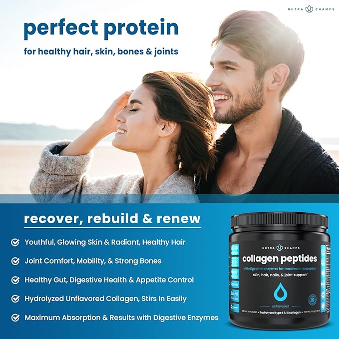 NutraChamps Super Greens Powder and Collagen Peptides Powder Bundle