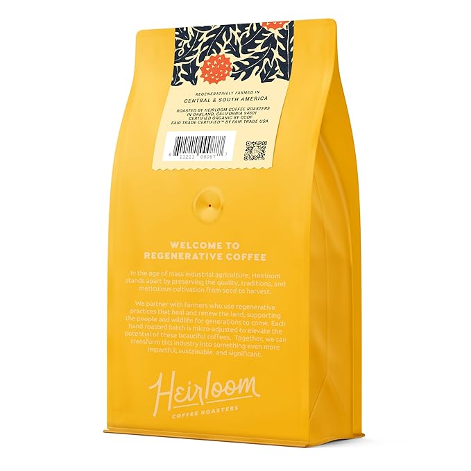 Heirloom Coffee Roasters - Sugar Phoenix Blend - Medium Roast - Whole Bean Coffee - 100% Regenerative Organic Certified 12oz