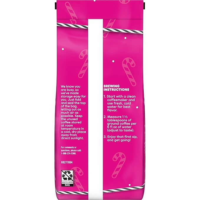 Dunkin’ White Chocolate Peppermint Artificially Flavored Ground Coffee 11 oz. Bag 6 Count