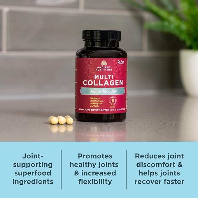 Ancient Nutrition Collagen Pills for Joint Support Multi Collagen Capsules 45 Ct Joint + Mobility Supports Joints Skin &amp Nails Exercise Recovery Paleo and Keto Friendly Gluten Free