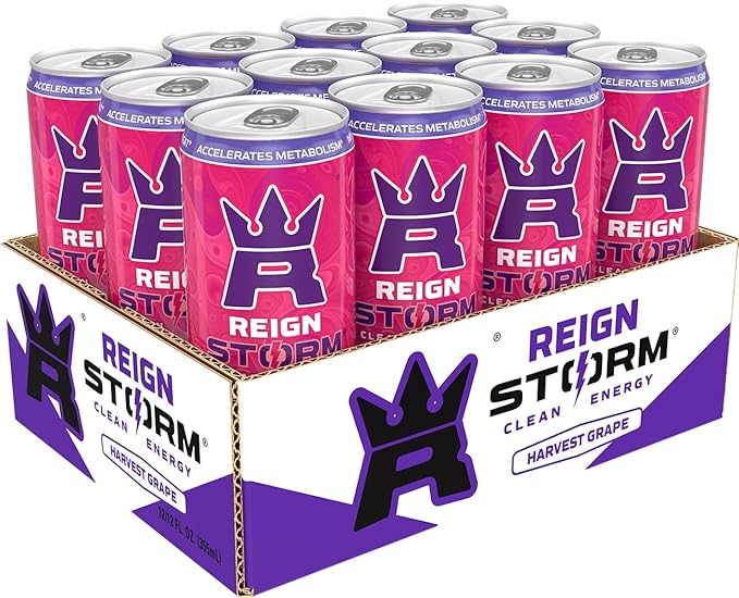 REIGN Storm Harvest Grape Fitness &amp Wellness Energy Drink 12 Fl Oz | Pack of 12